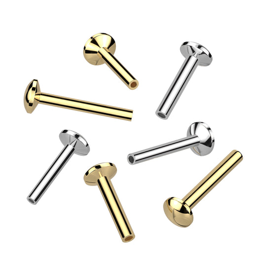 Surgical Steel Threadless Convex Base Labret - Post Only (3mm Base) (CLEARANCE)