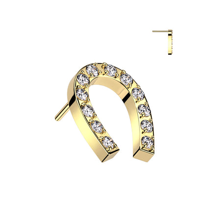 Surgical Steel Threadless CNC CZ Paved Horseshoe (Top Only)