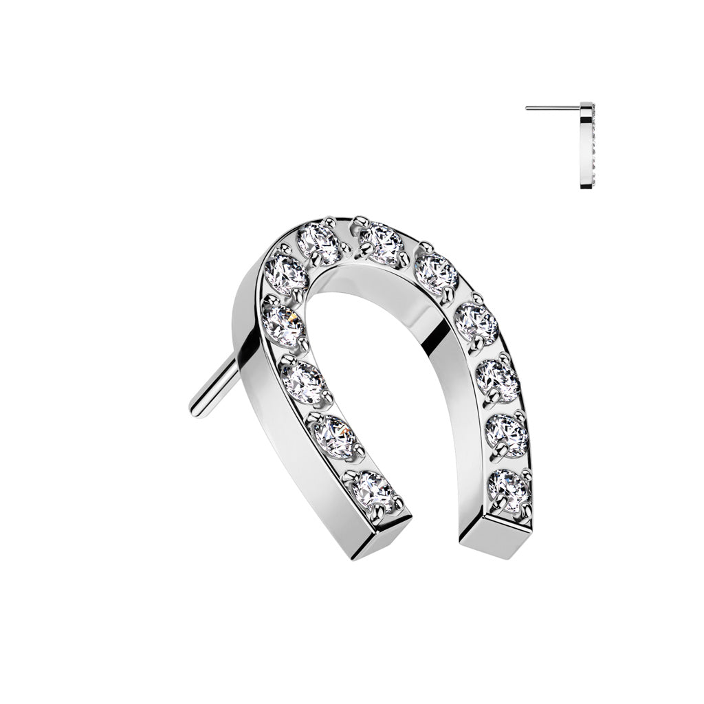 Surgical Steel Threadless CNC CZ Paved Horseshoe (Top Only)