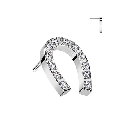 Surgical Steel Threadless CNC CZ Paved Horseshoe (Top Only)