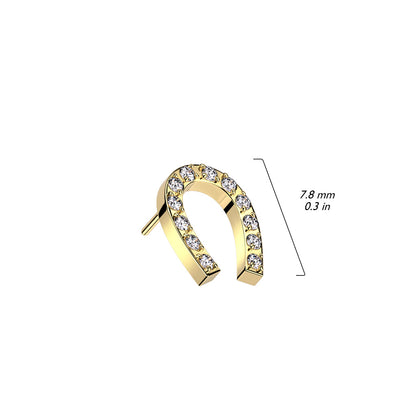 Surgical Steel Threadless CNC CZ Paved Horseshoe (Top Only)