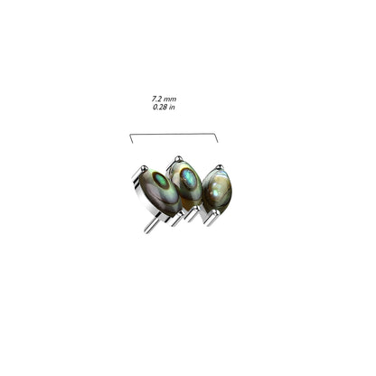 Titanium Threadless Triple Marquise Fan Natural Stone (Top Only)