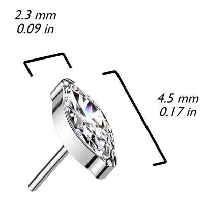 Titanium Threadless Single Marquise CZ or Opal Labret Combo
