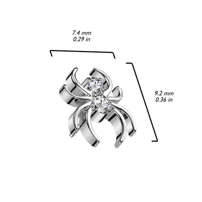 Titanium Threadless CZ Spider (Top Only)