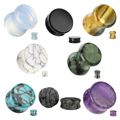 Stone Plug, Double Flare w/ Stone & Semi-Precious