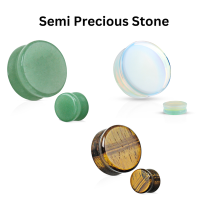 Stone Plug, Solid Saddle Fit w/Semi Precious Stones -