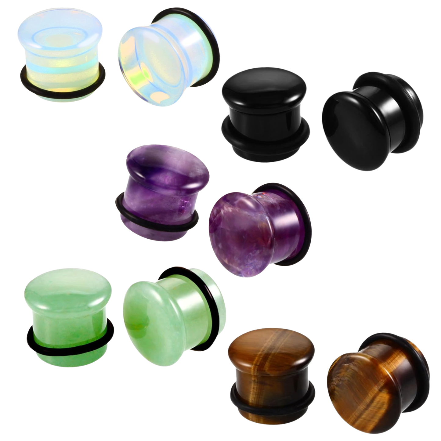 Stone Plug, Single Flare Stone & Semi-Precious w/ O Ring