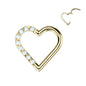Titanium Hinged Half Paved Heart Ring w/ Gems