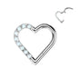 Titanium Hinged Half Paved Heart Ring w/ Gems