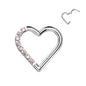 Titanium Hinged Half Paved Heart Ring w/ Gems