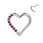 Titanium Hinged Half Paved Heart Ring w/ Gems