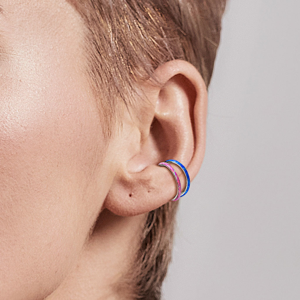 Titanium Hinged Rings w/ Outward Side Facing Opal (CLEARANCE)