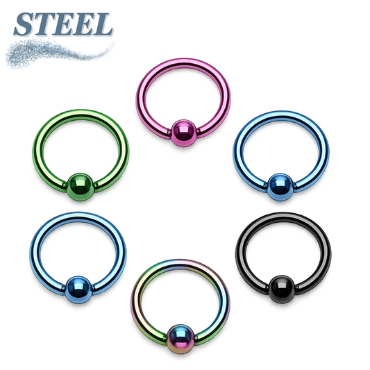Surgical Steel Captive Bead Ring 18G-14G - Coloured Ion Plating