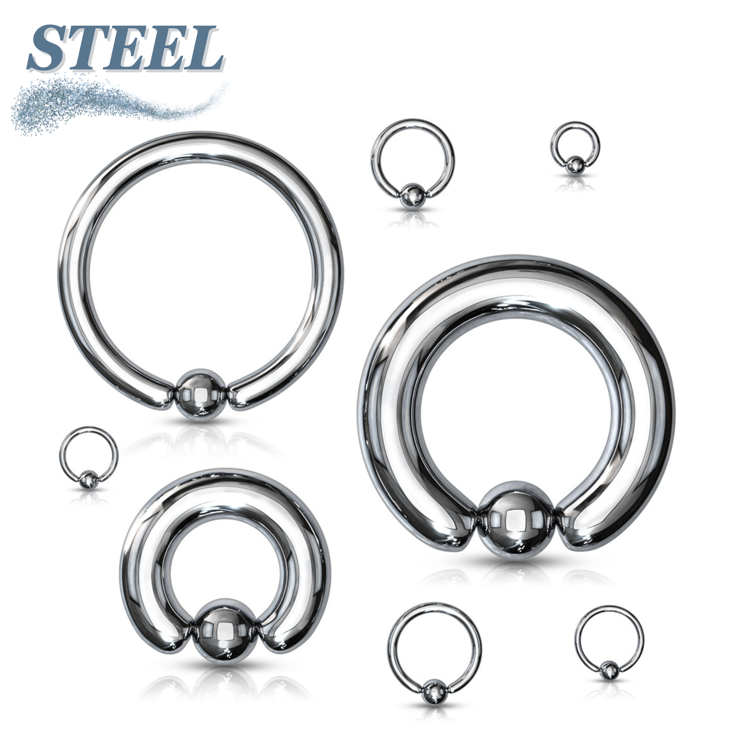 Surgical Steel Captive Bead Ring 20G-00G - Silver