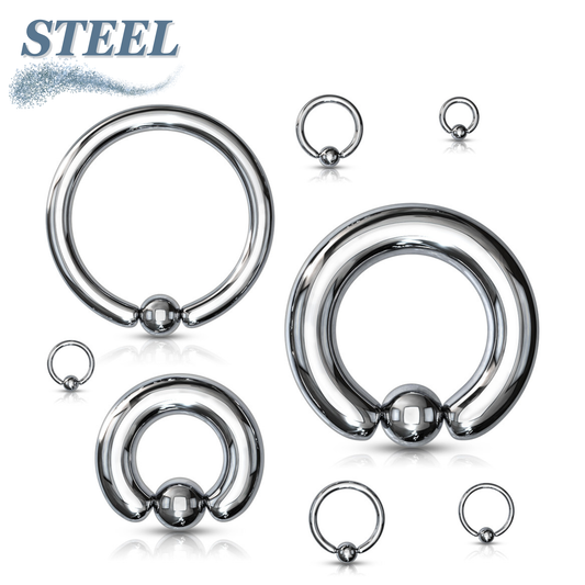Surgical Steel Captive Bead Ring 20G-00G - Silver