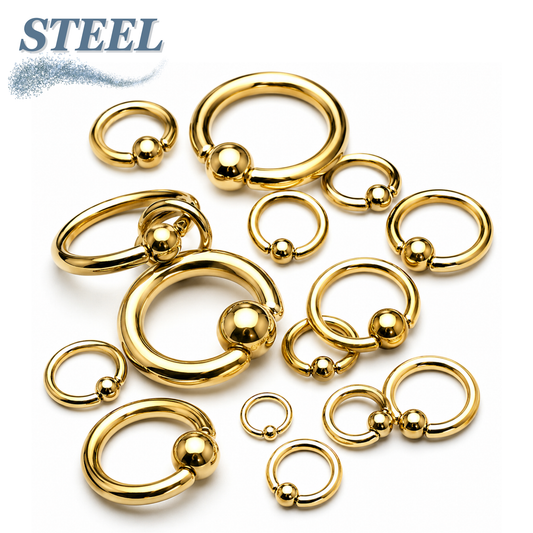Surgical Steel Captive Bead Ring 20G-14G - Gold Ion Plating