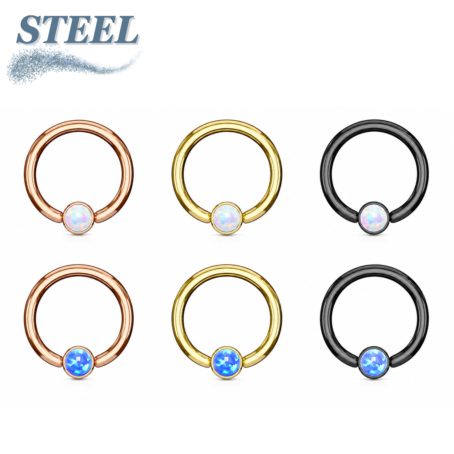 Surgical Steel CBR Opal Colored Flat Ball