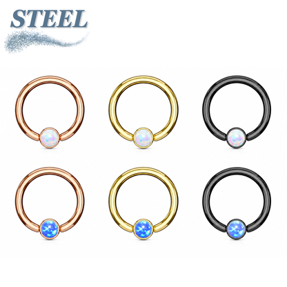 Surgical Steel CBR Opal Colored Flat Ball