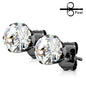 Surgical Steel Round CZ Prong Earrings