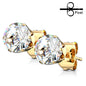 Surgical Steel Round CZ Prong Earrings