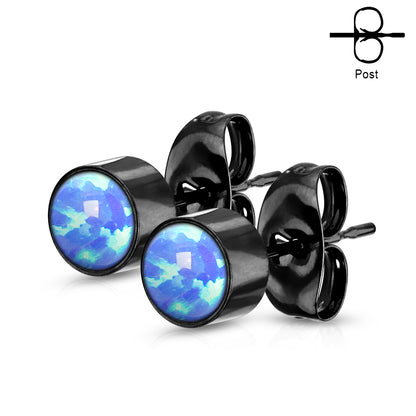 Surgical Steel Opal Bezel Set CZ Earrings  (CLEARANCE)