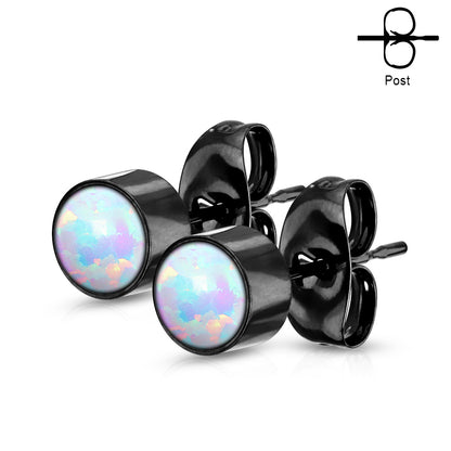 Surgical Steel Opal Bezel Set CZ Earrings  (CLEARANCE)