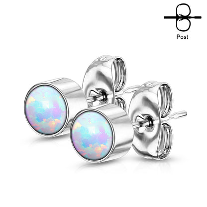 Surgical Steel Opal Bezel Set CZ Earrings  (CLEARANCE)