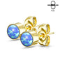 Surgical Steel Opal Bezel Set CZ Earrings  (CLEARANCE)