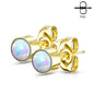 Surgical Steel Opal Bezel Set CZ Earrings  (CLEARANCE)