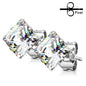 Surgical Steel Square CZ Prong Earrings