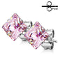 Surgical Steel Square CZ Prong Earrings