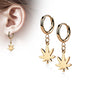 Surgical Steel Hinged Hoop Earrings with Pot Leaf Dangle