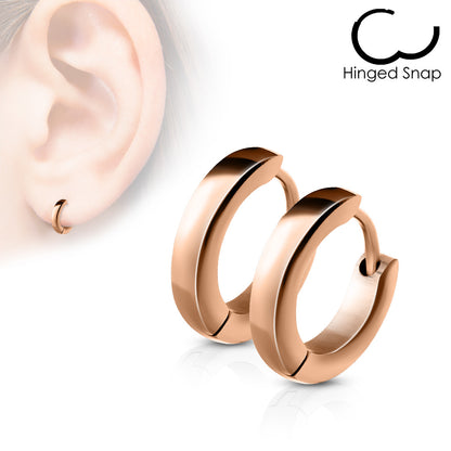 Surgical Steel Hinged Huggie Dome Hoop Earrings
