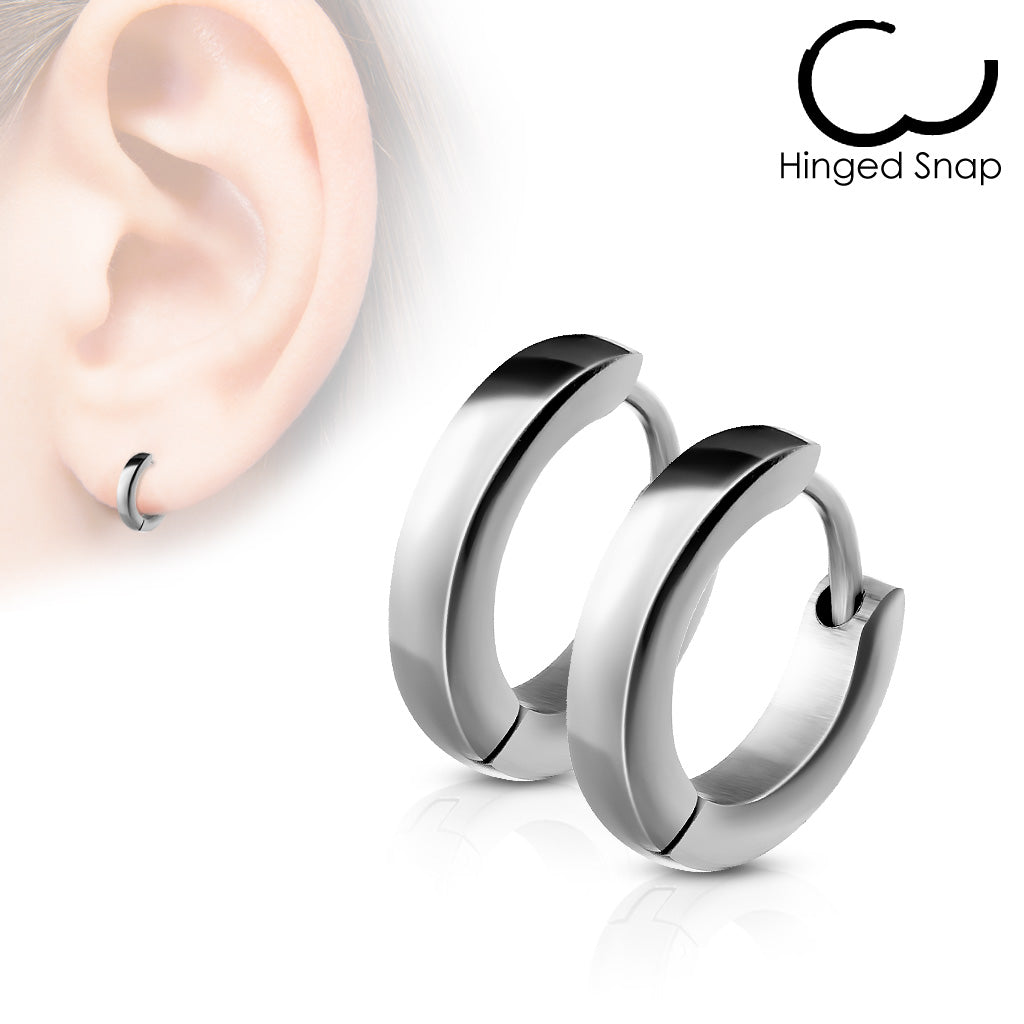 Surgical Steel Hinged Huggie Dome Hoop Earrings