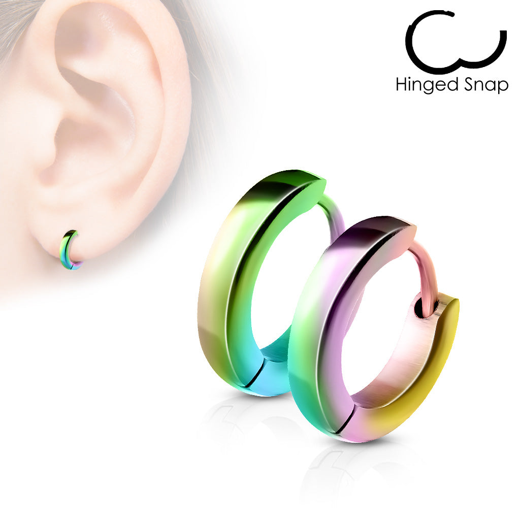Surgical Steel Hinged Huggie Dome Hoop Earrings