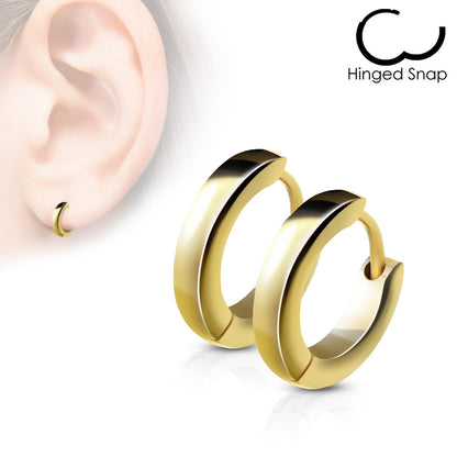 Surgical Steel Hinged Huggie Dome Hoop Earrings