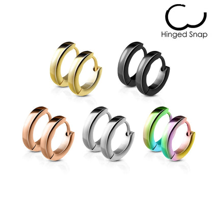Surgical Steel Hinged Huggie Dome Hoop Earrings