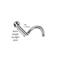 Surgical Steel Corkscrew Nostril with Dome in 8mm Piercing Length