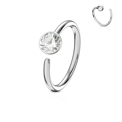 Surgical Steel Annealed Single Gem End Nostril Ring