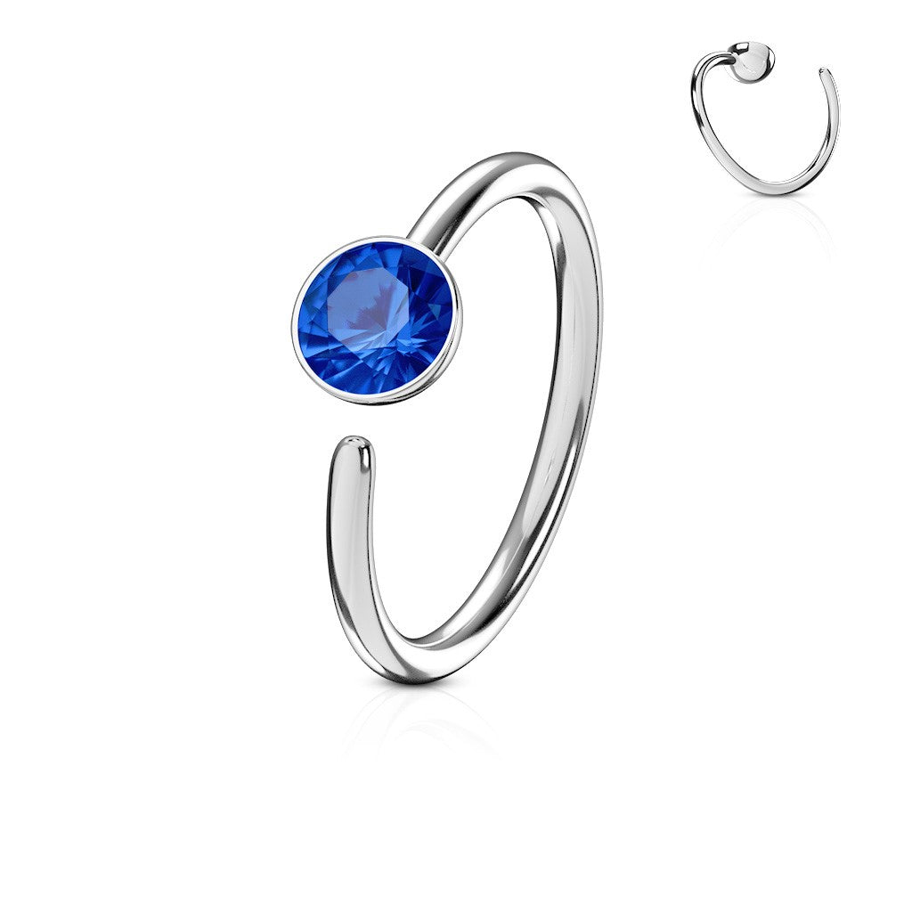 Surgical Steel Annealed Single Gem End Nostril Ring