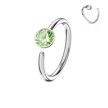 Surgical Steel Annealed Single Gem End Nostril Ring
