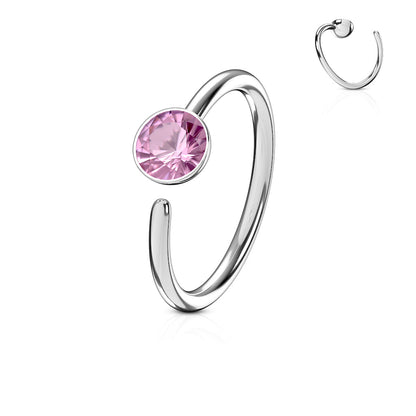 Surgical Steel Annealed Single Gem End Nostril Ring