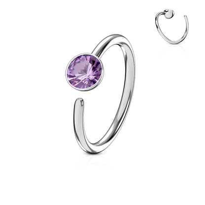 Surgical Steel Annealed Single Gem End Nostril Ring
