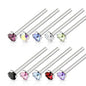 Surgical Steel Nostril Fishtail with 2mm Prong Set CZ