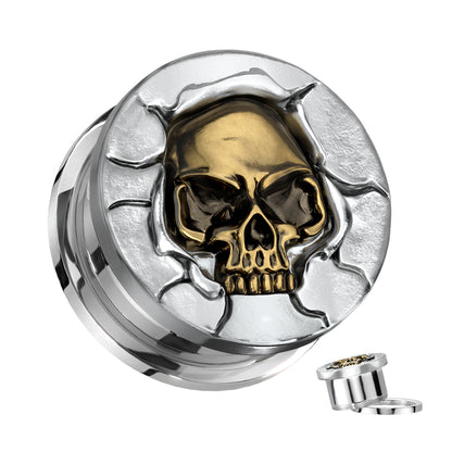 Surgical Steel/Brass Plug, Bronze Skull Screw Fit (CLEARANCE)