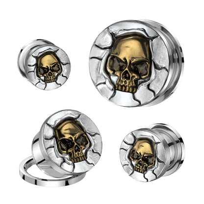 Surgical Steel/Brass Plug, Bronze Skull Screw Fit (CLEARANCE)