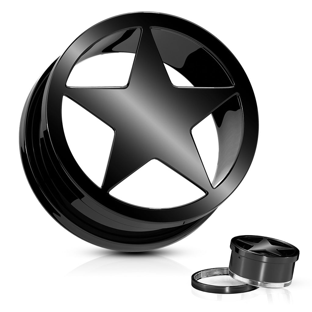 Surgical Steel Plug Hollow Star Screw Fit Tunnel