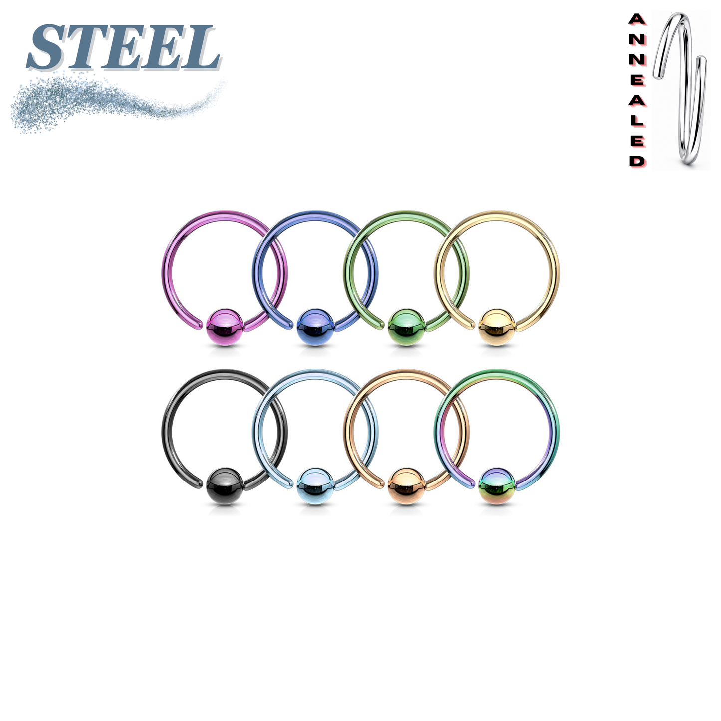 Surgical Steel Annealed CBR Fixed Bead - Coloured