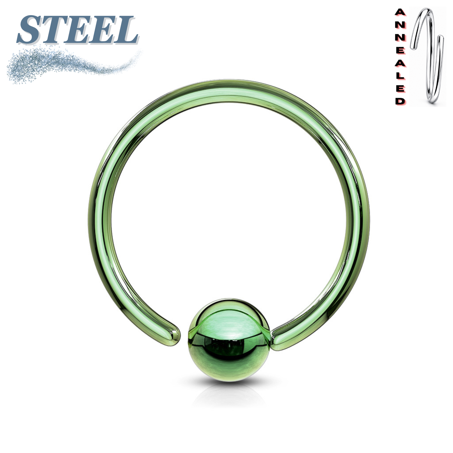 Surgical Steel Annealed CBR Fixed Bead - Coloured