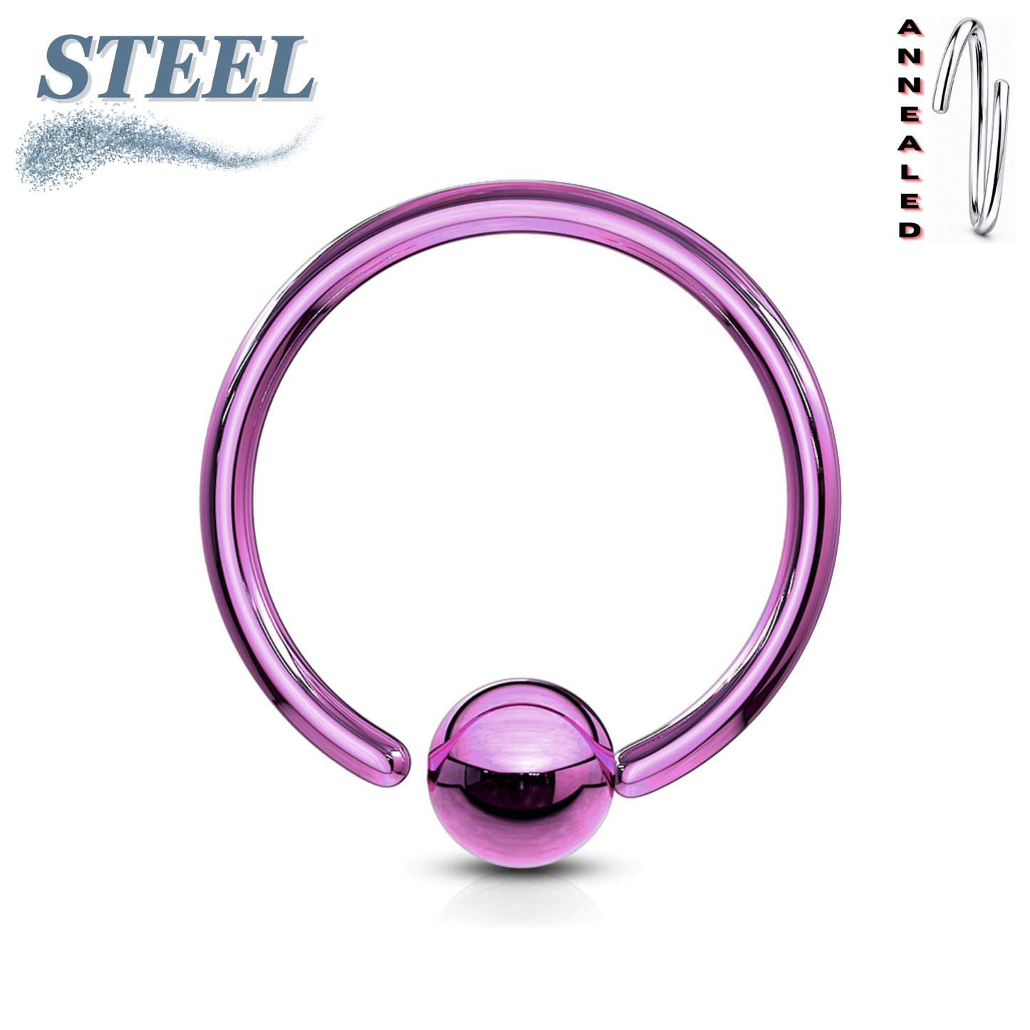 Surgical Steel Annealed CBR Fixed Bead - Coloured